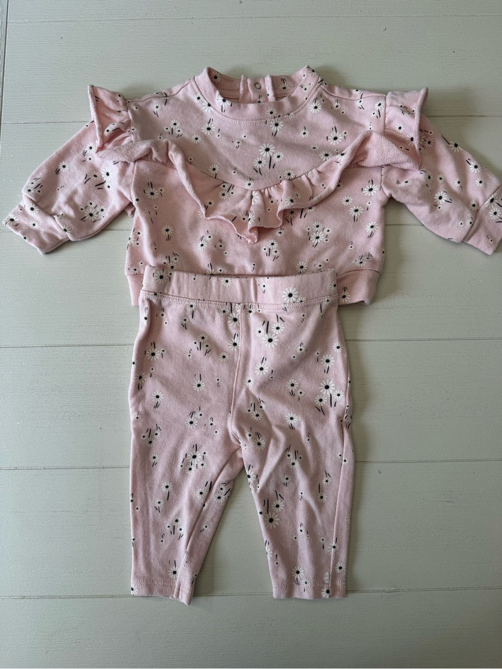 Pink Floral Ruffle Two-Piece Baby Set